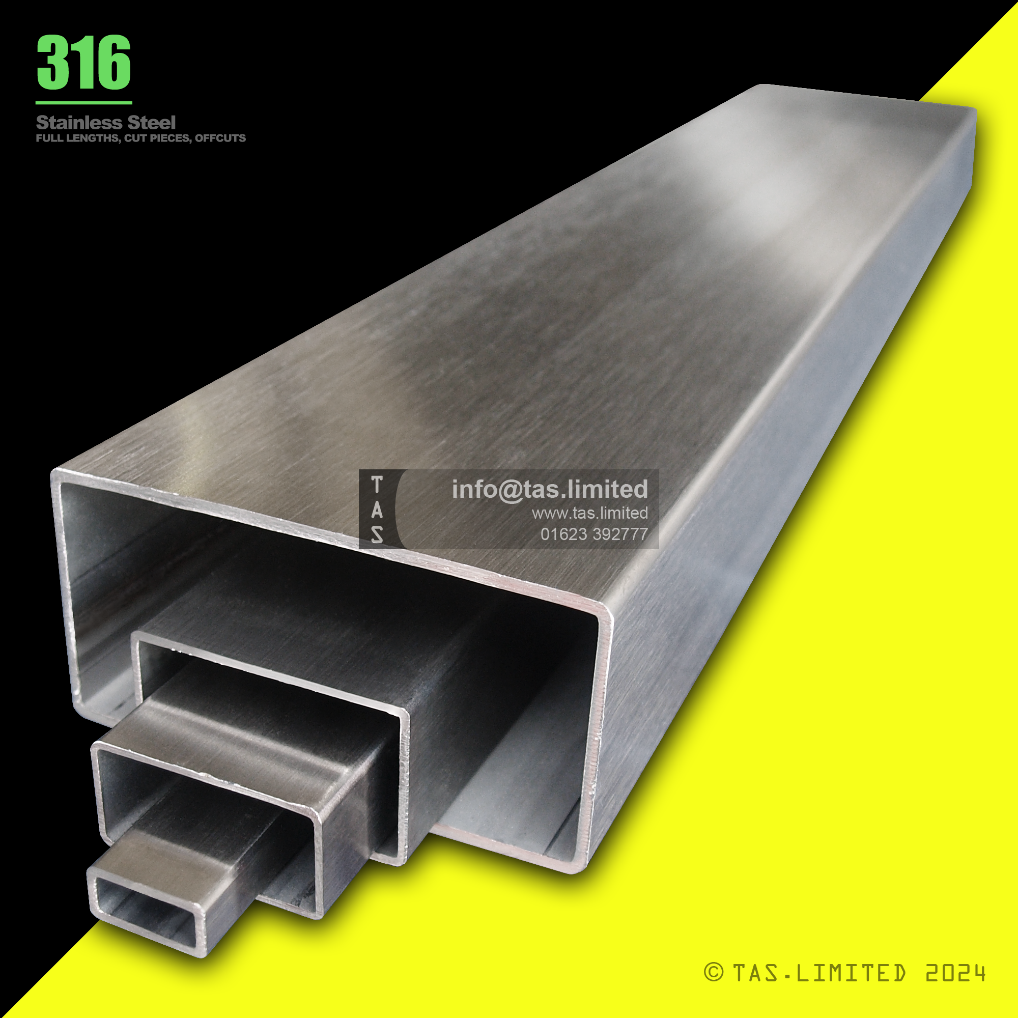 Stainless Rhs 20 X 10 X 1.5 RECTANGULAR BOX SECTION, RHS, 316 STAINLESS STEEL, DULL – TAS