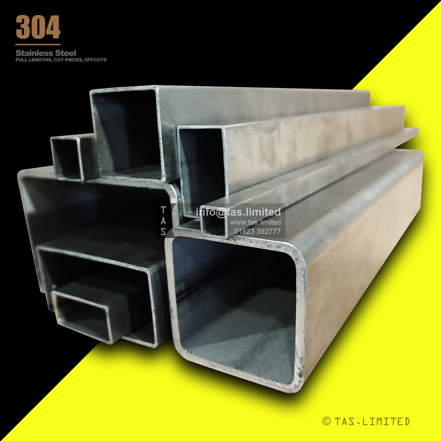 20 X 10 X 1 RECTANGULAR BOX SECTION, RHS, 304 STAINLESS STEEL, DULL POLISHED