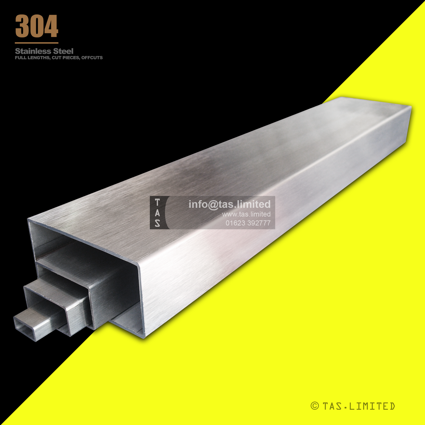 20 X 10 X 1 RECTANGULAR BOX SECTION, RHS, 304 STAINLESS STEEL, DULL POLISHED