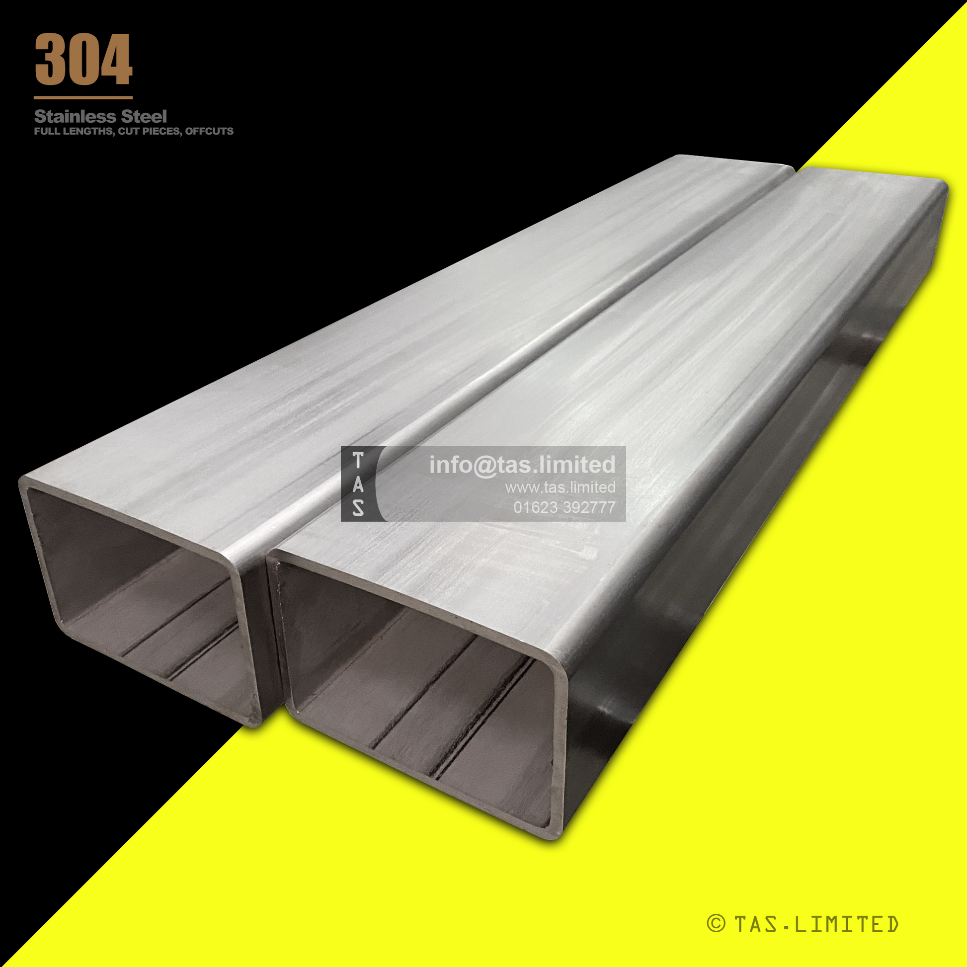 20 X 10 X 1 RECTANGULAR BOX SECTION, RHS, 304 STAINLESS STEEL, DULL POLISHED