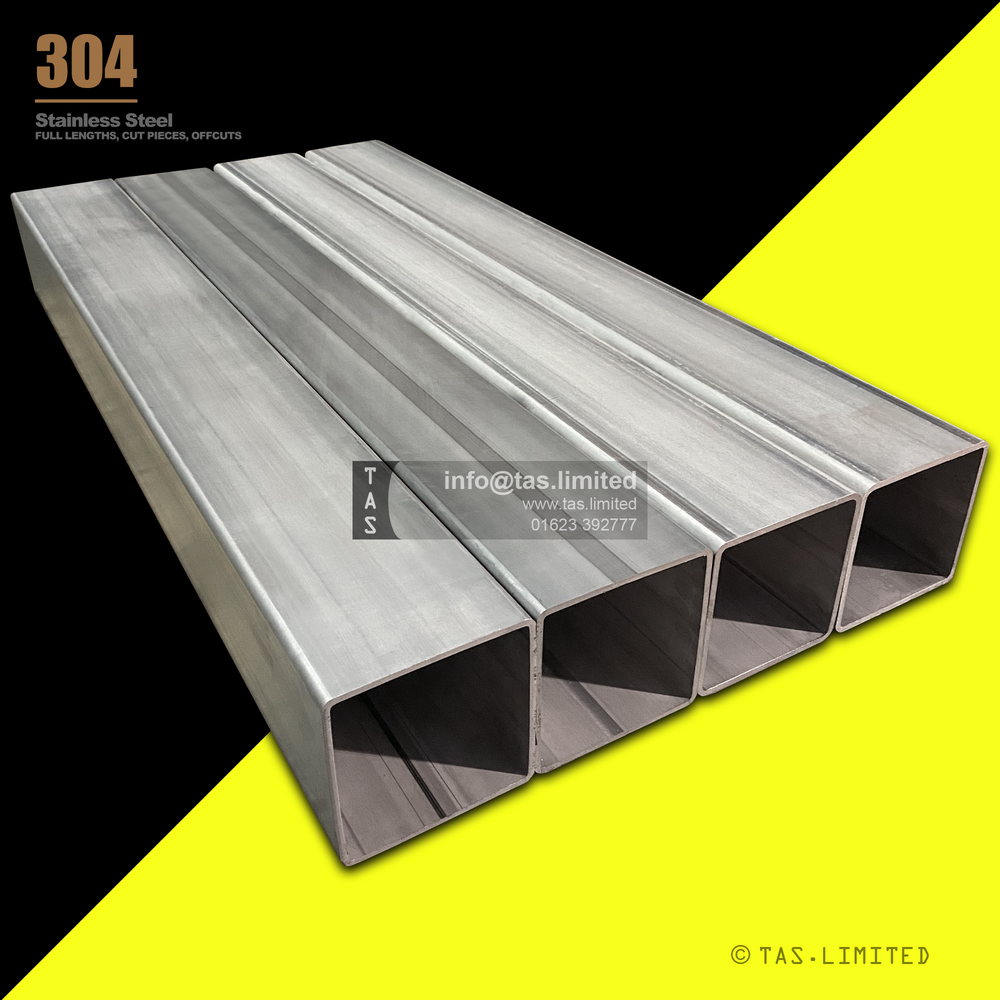 20 X 10 X 1 RECTANGULAR BOX SECTION, RHS, 304 STAINLESS STEEL, DULL POLISHED