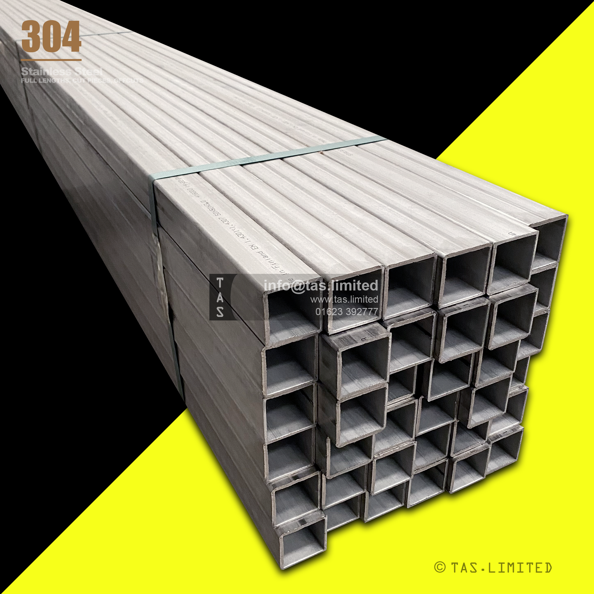 20 X 10 X 1 RECTANGULAR BOX SECTION, RHS, 304 STAINLESS STEEL, DULL POLISHED