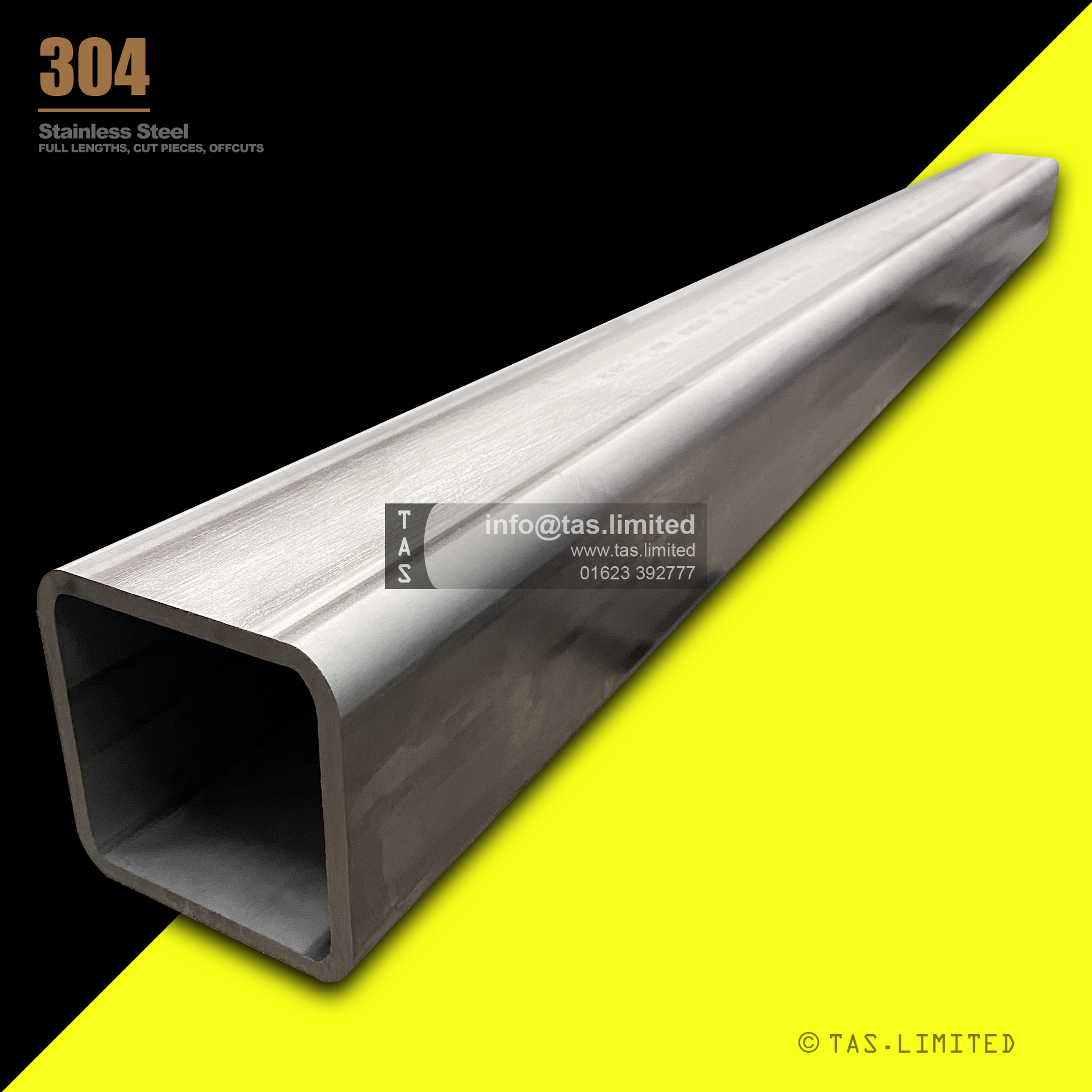 20 X 10 X 1 RECTANGULAR BOX SECTION, RHS, 304 STAINLESS STEEL, DULL POLISHED