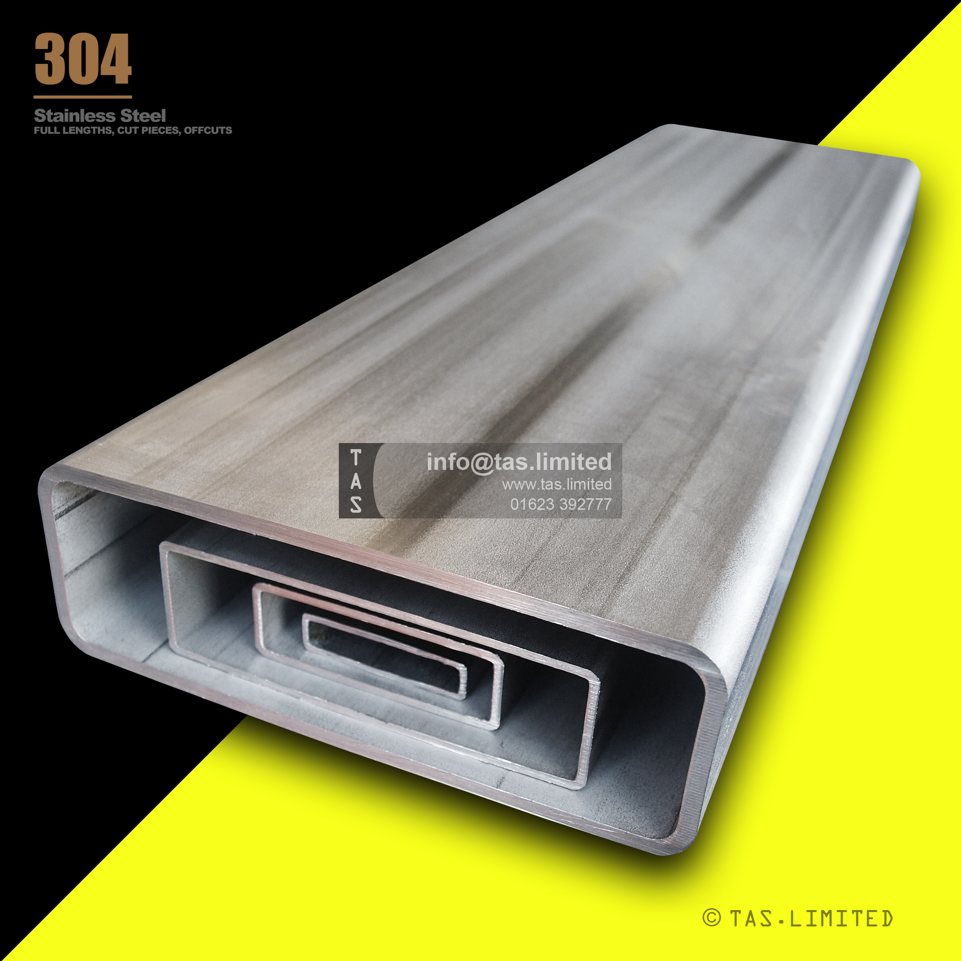 20 X 10 X 1 RECTANGULAR BOX SECTION, RHS, 304 STAINLESS STEEL, DULL POLISHED