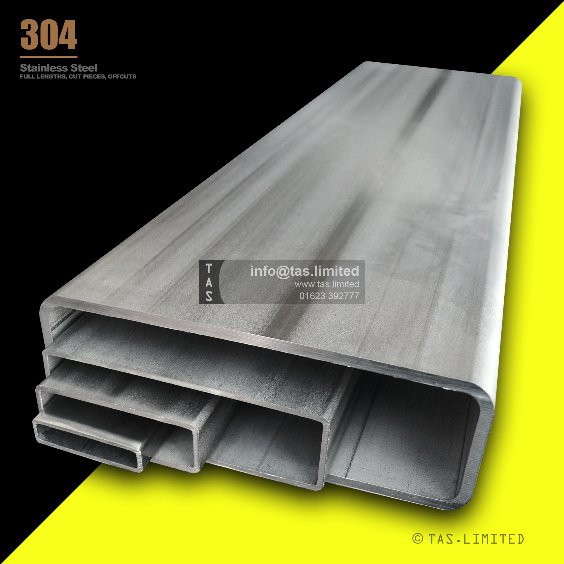 20 X 10 X 1 RECTANGULAR BOX SECTION, RHS, 304 STAINLESS STEEL, DULL POLISHED