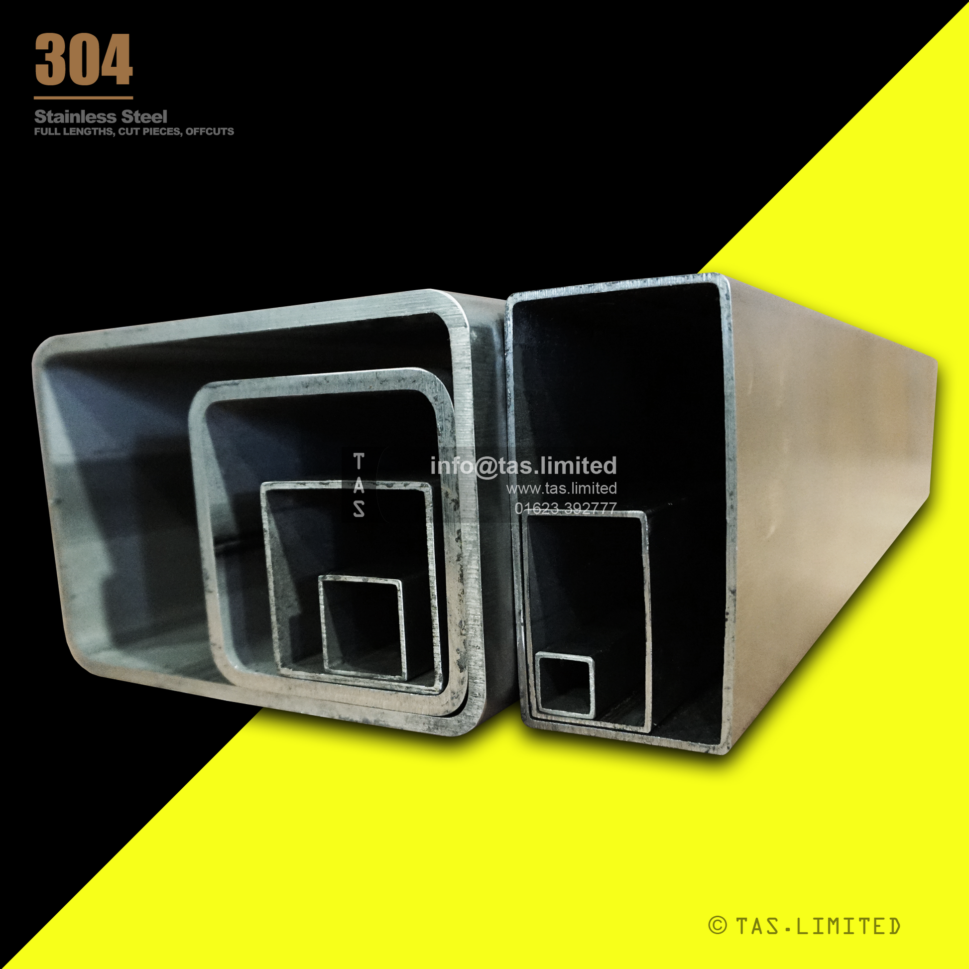 20 X 10 X 1 RECTANGULAR BOX SECTION, RHS, 304 STAINLESS STEEL, DULL POLISHED