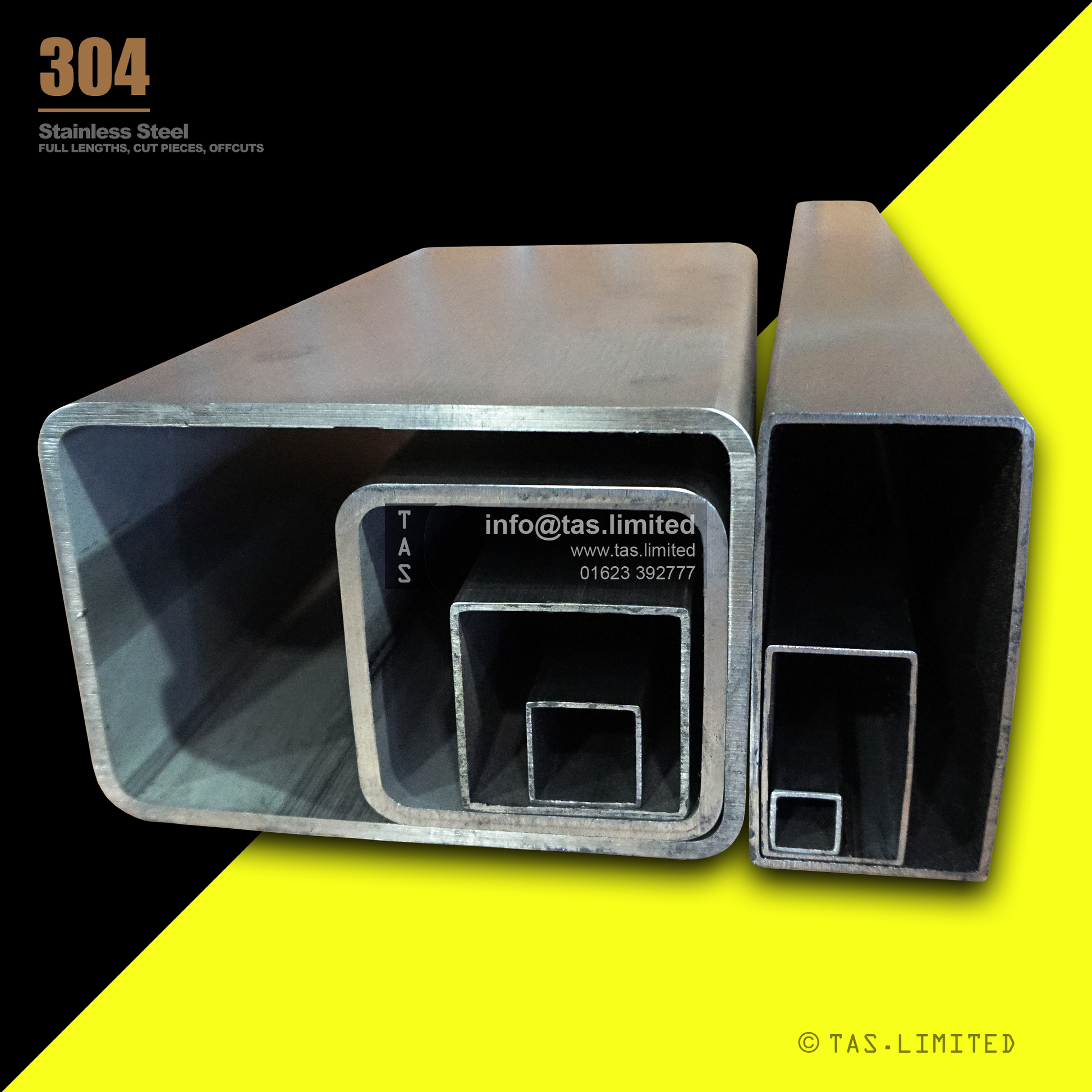 20 X 10 X 1 RECTANGULAR BOX SECTION, RHS, 304 STAINLESS STEEL, DULL POLISHED